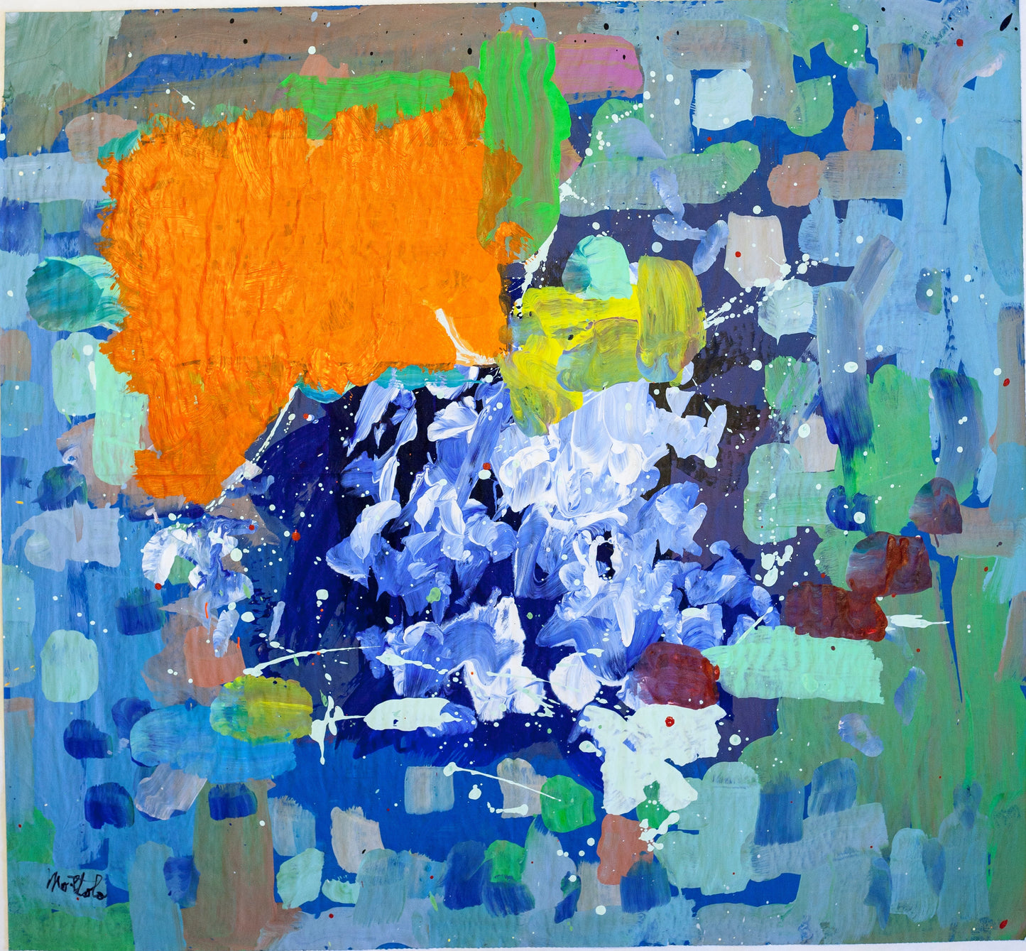 Fil Mottola Abstracts 24 X 24 On Newspaper Signed Valente Private Collection