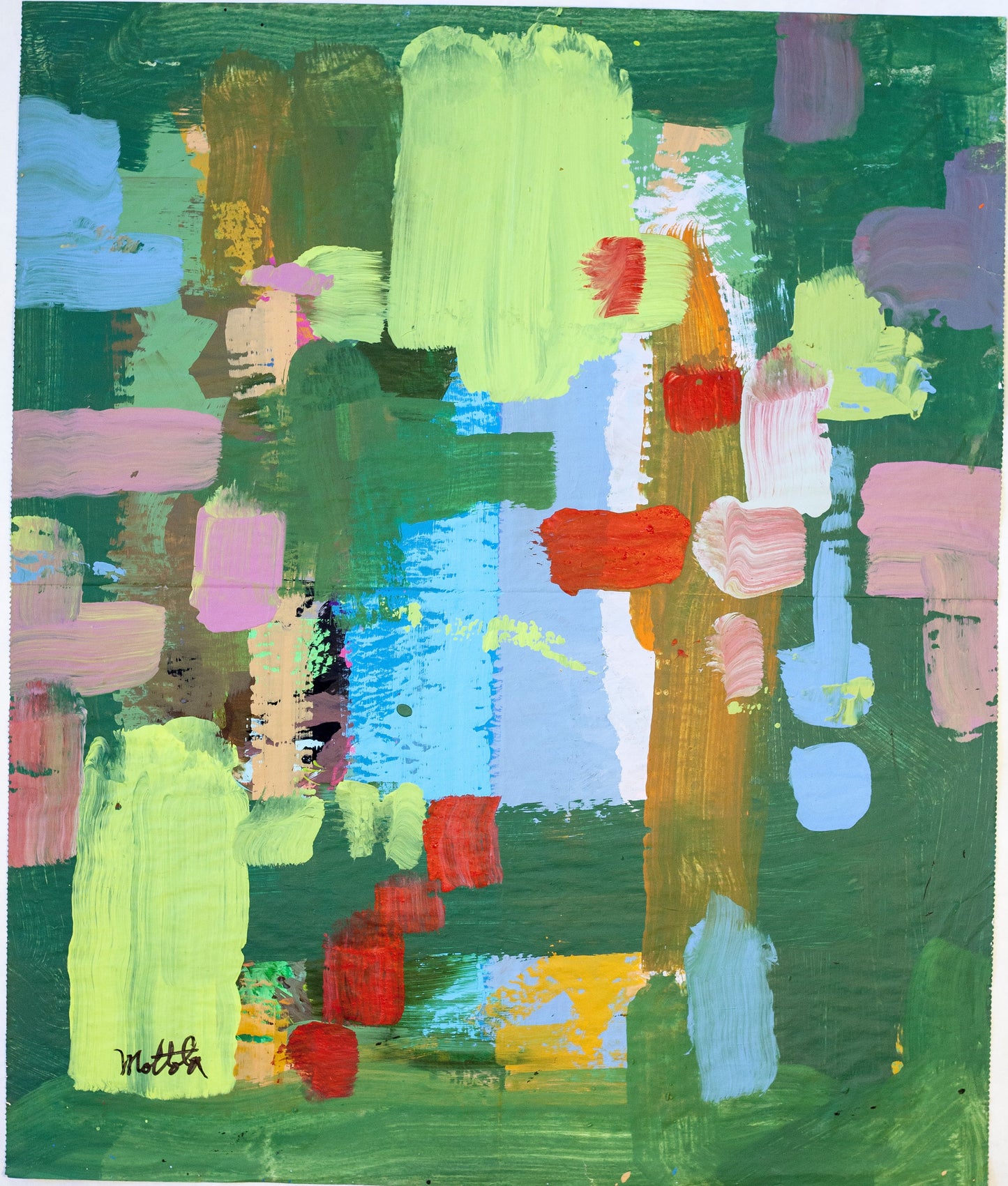 Fil Mottola Abstracts 24 X 24 On Newspaper Signed Valente Private Collection