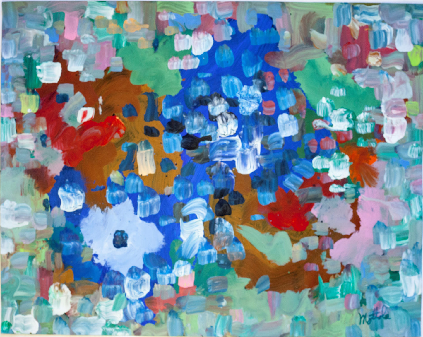 Fil Mottola Abstracts 24 X 24 On Newspaper Signed Valente Private Collection