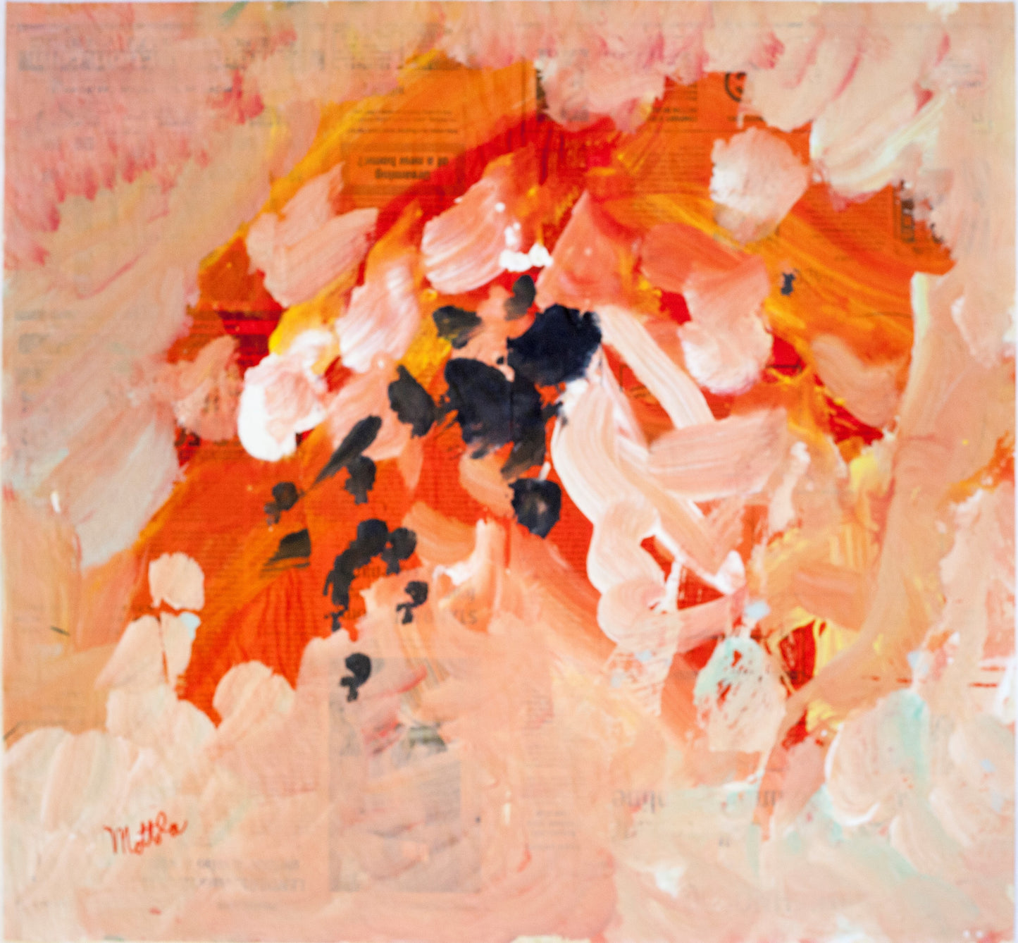 Fil Mottola Abstracts 24 X 24 On Newspaper Signed Valente Private Collection