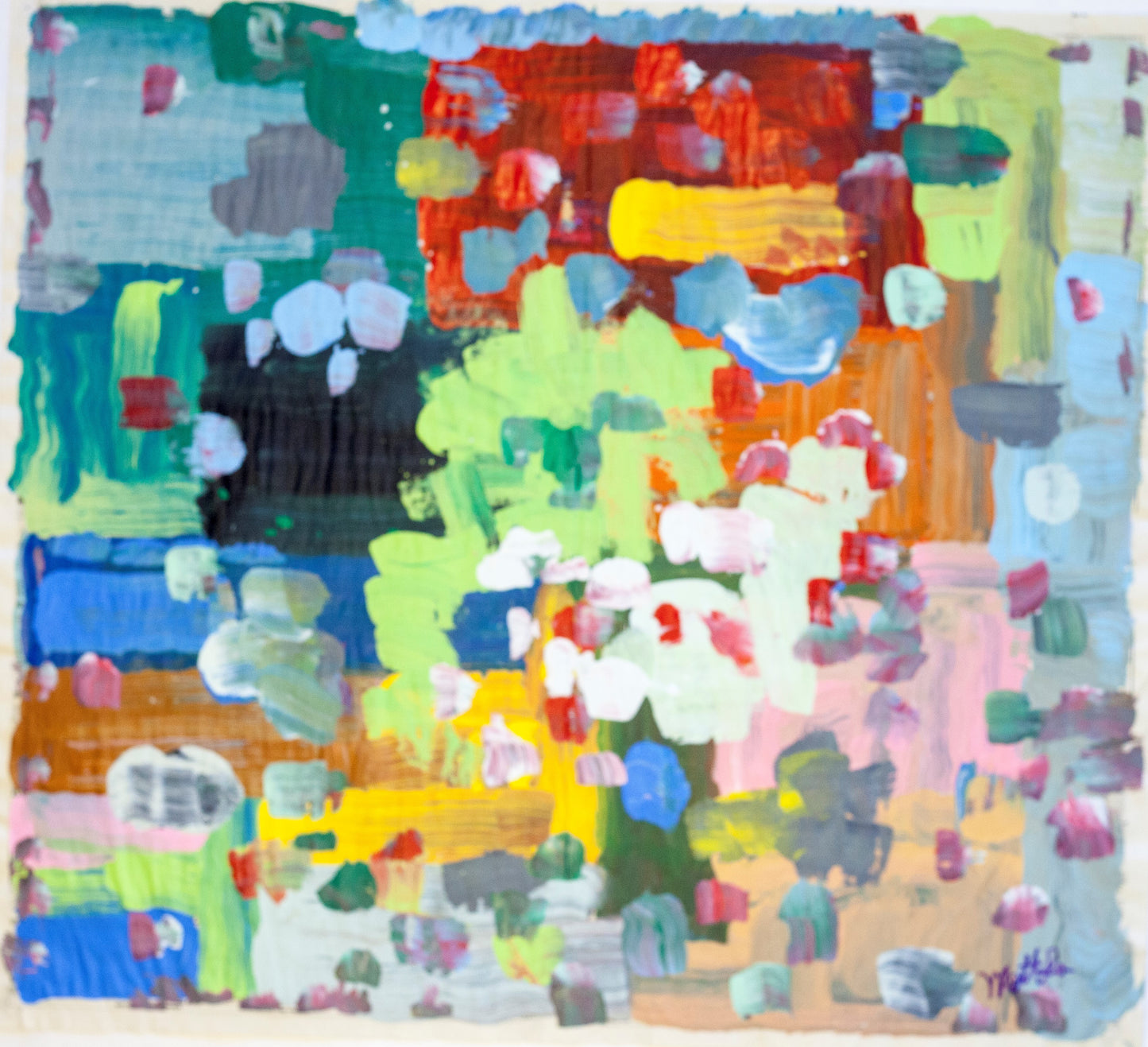 Fil Mottola Abstracts 24 X 24 On Newspaper Signed Valente Private Collection