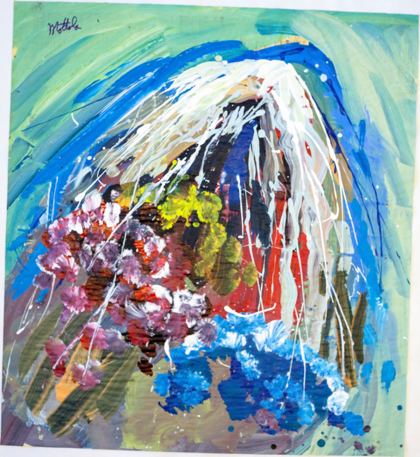 Fil Mottola Abstracts 24 X 24 On Newspaper Signed Valente Private Collection