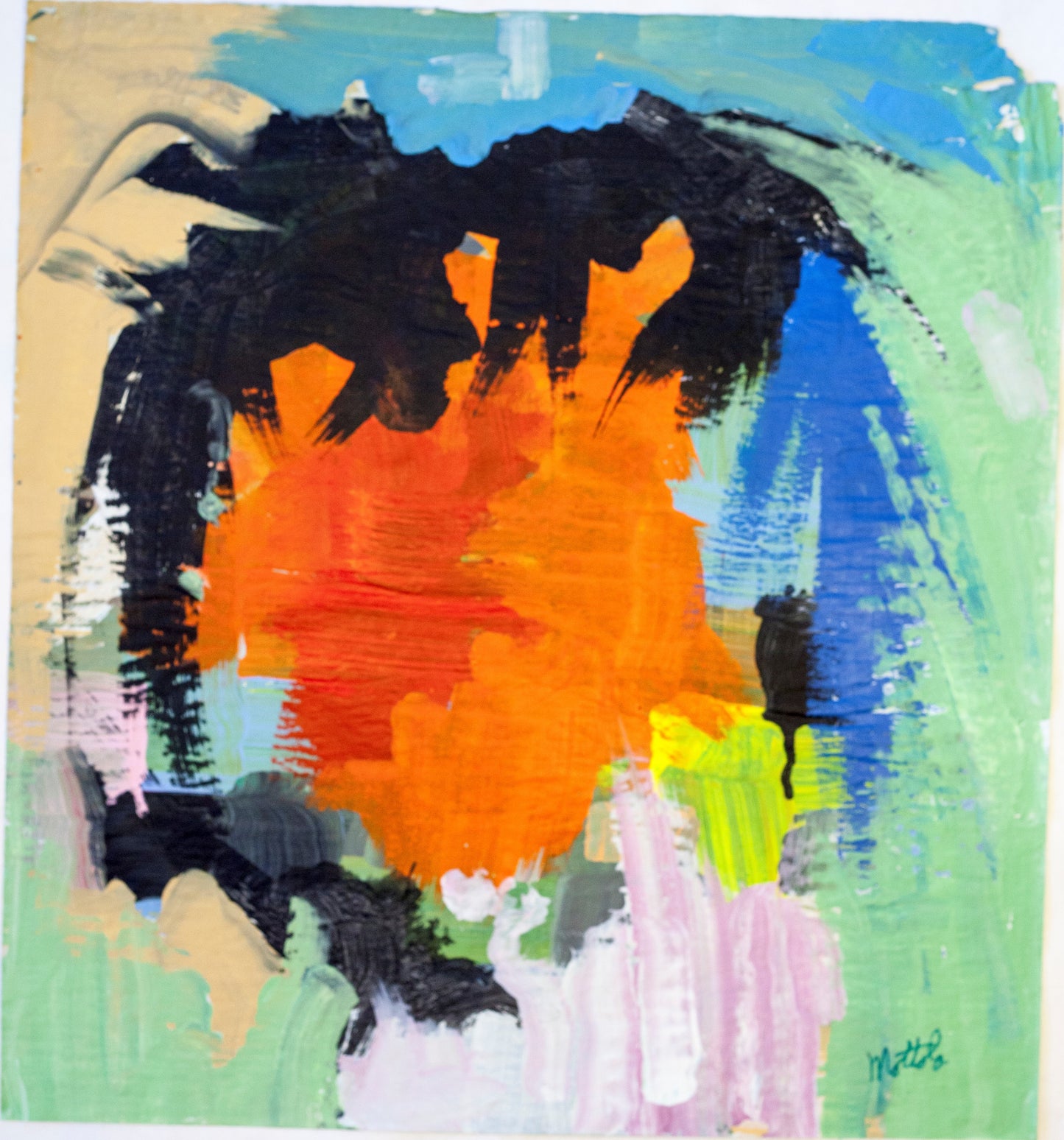 Fil Mottola Abstracts 24 X 24 On Newspaper Signed Valente Private Collection