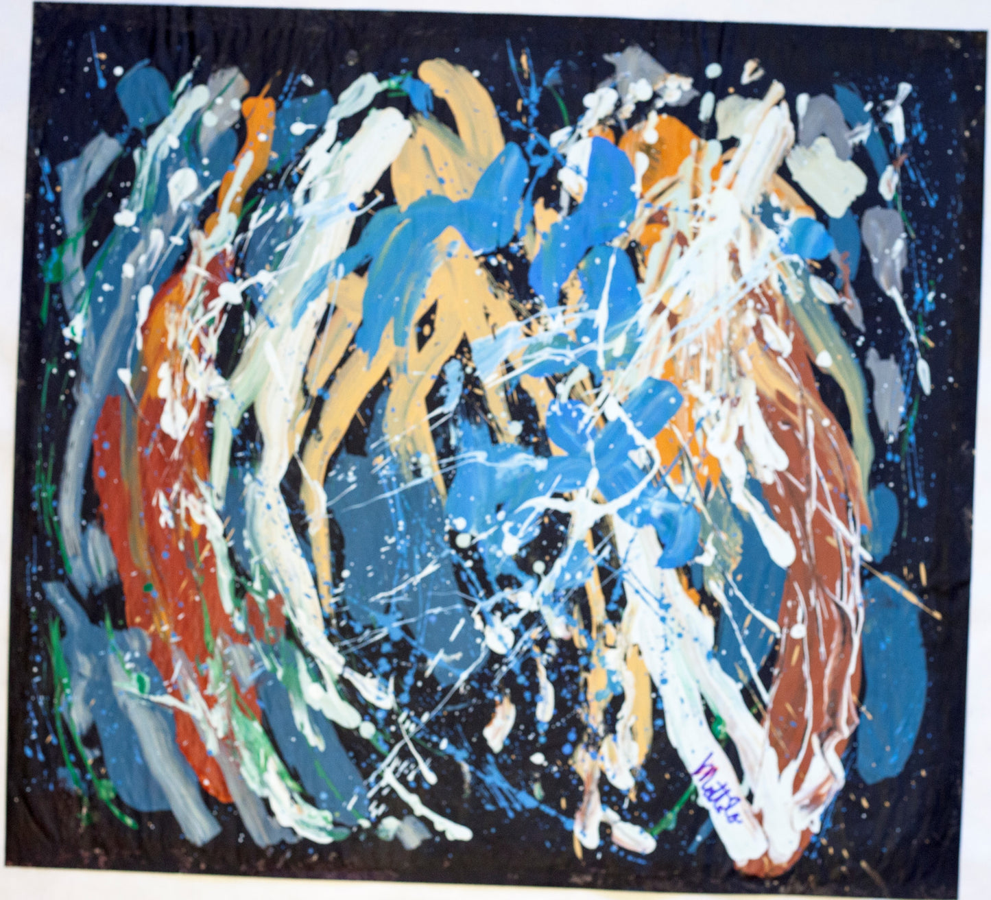 Fil Mottola Abstracts 24 X 24 On Newspaper Signed Valente Private Collection