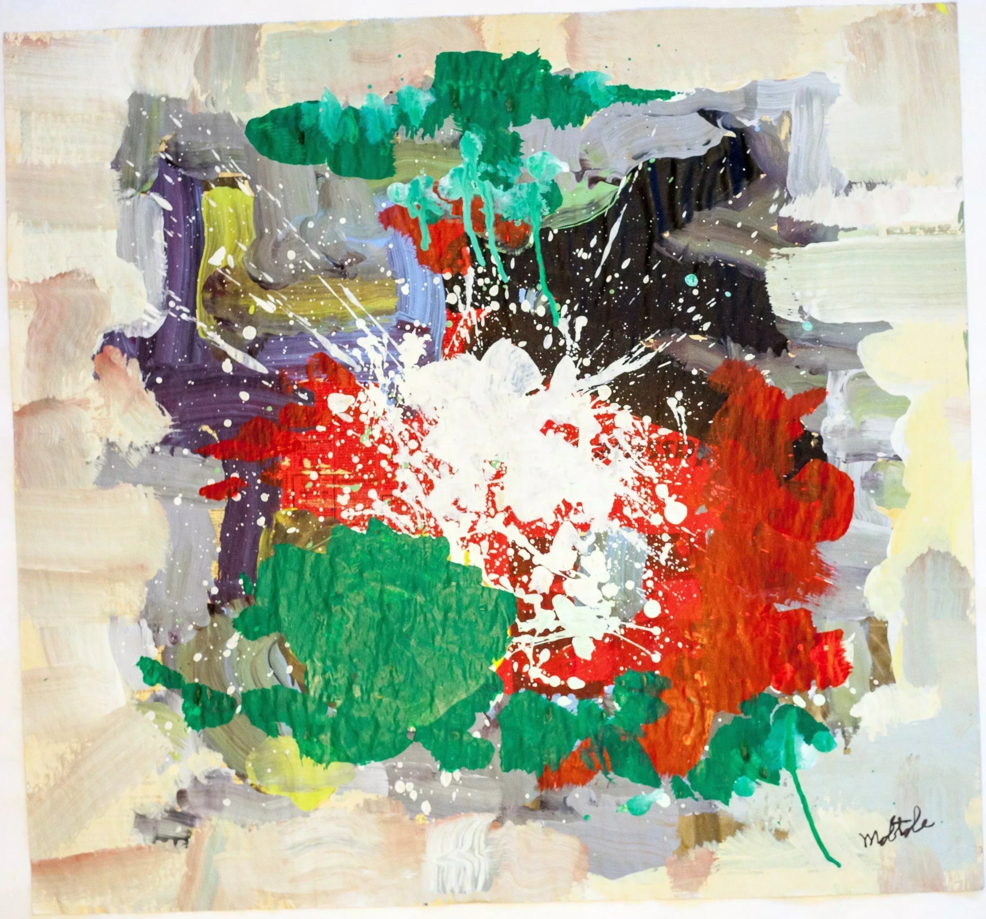 Fil Mottola Abstracts 24 X 24 On Newspaper Signed Valente Private Collection - Filmottola