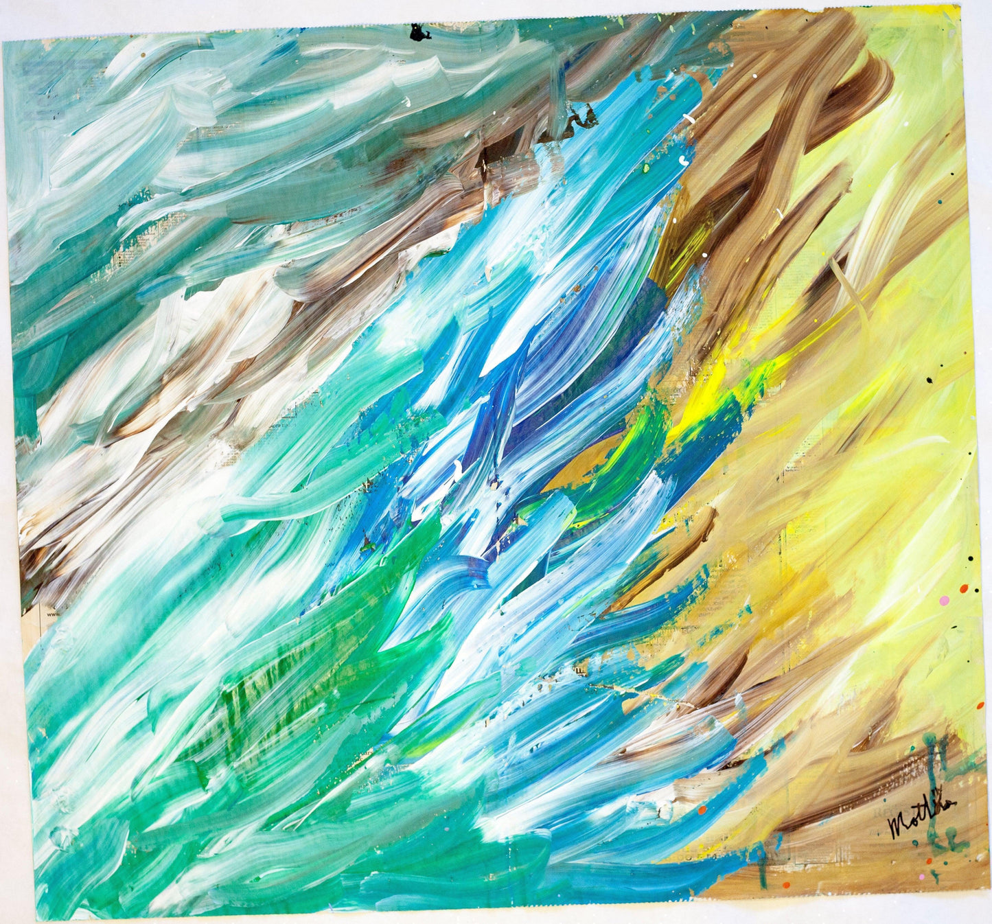 Fil Mottola Abstracts 24 X 24 On Newspaper Signed Valente Private Collection - Filmottola