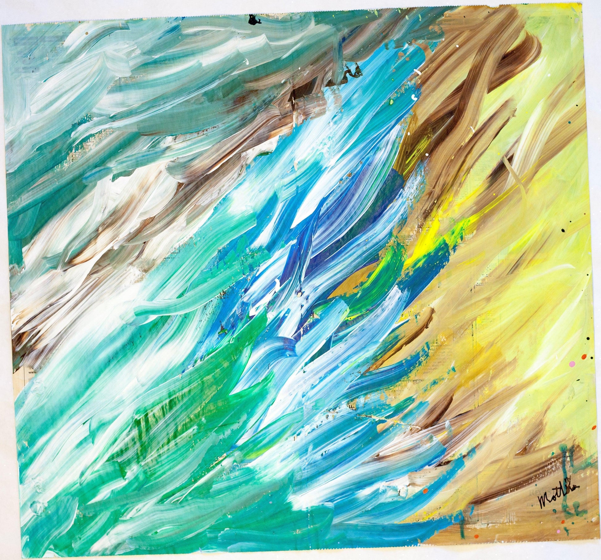 Fil Mottola Abstracts 24 X 24 On Newspaper Signed Valente Private Collection - Filmottola