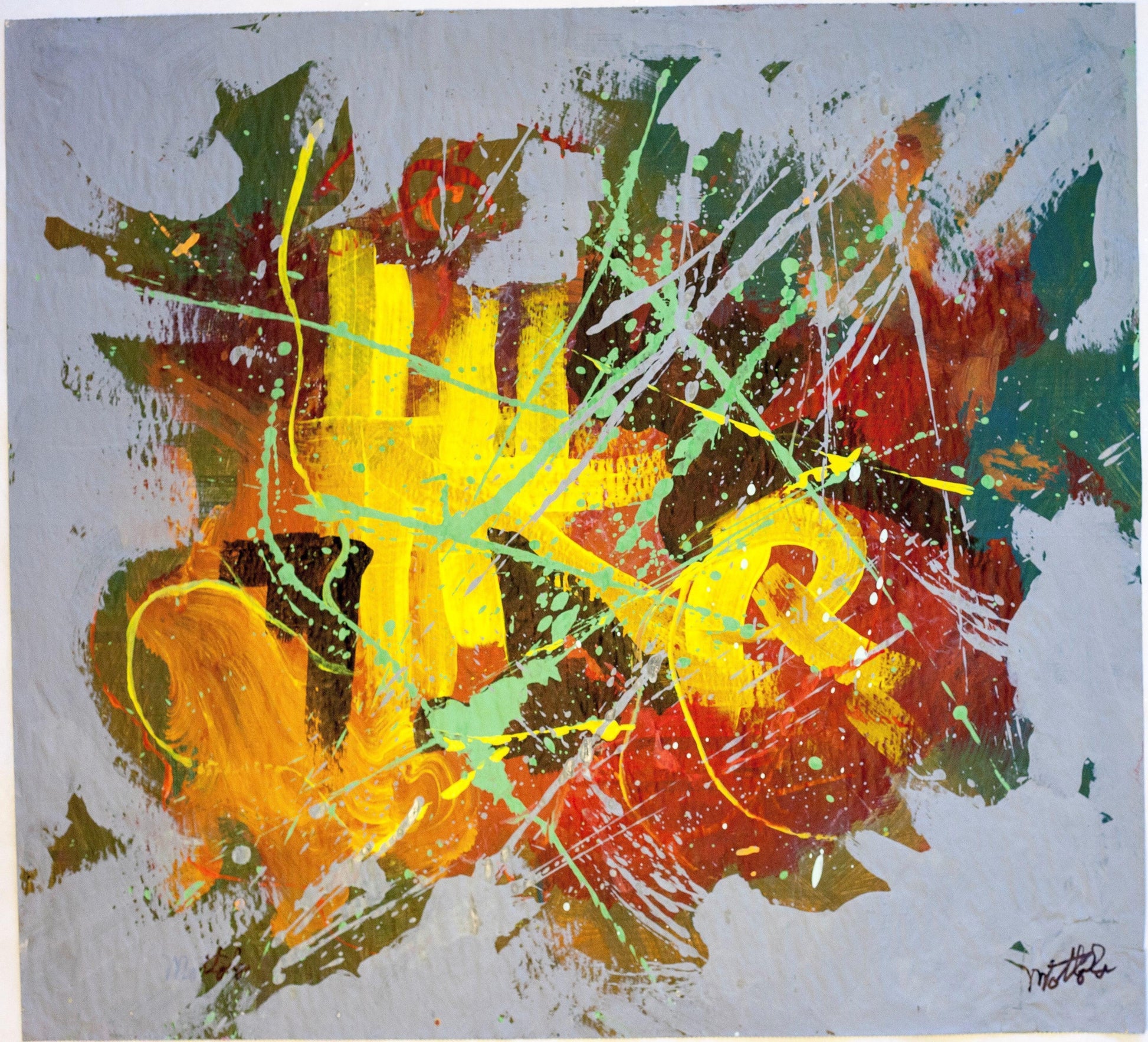 Fil Mottola Abstracts 24 X 24 On Newspaper Signed Valente Private Collection - Filmottola