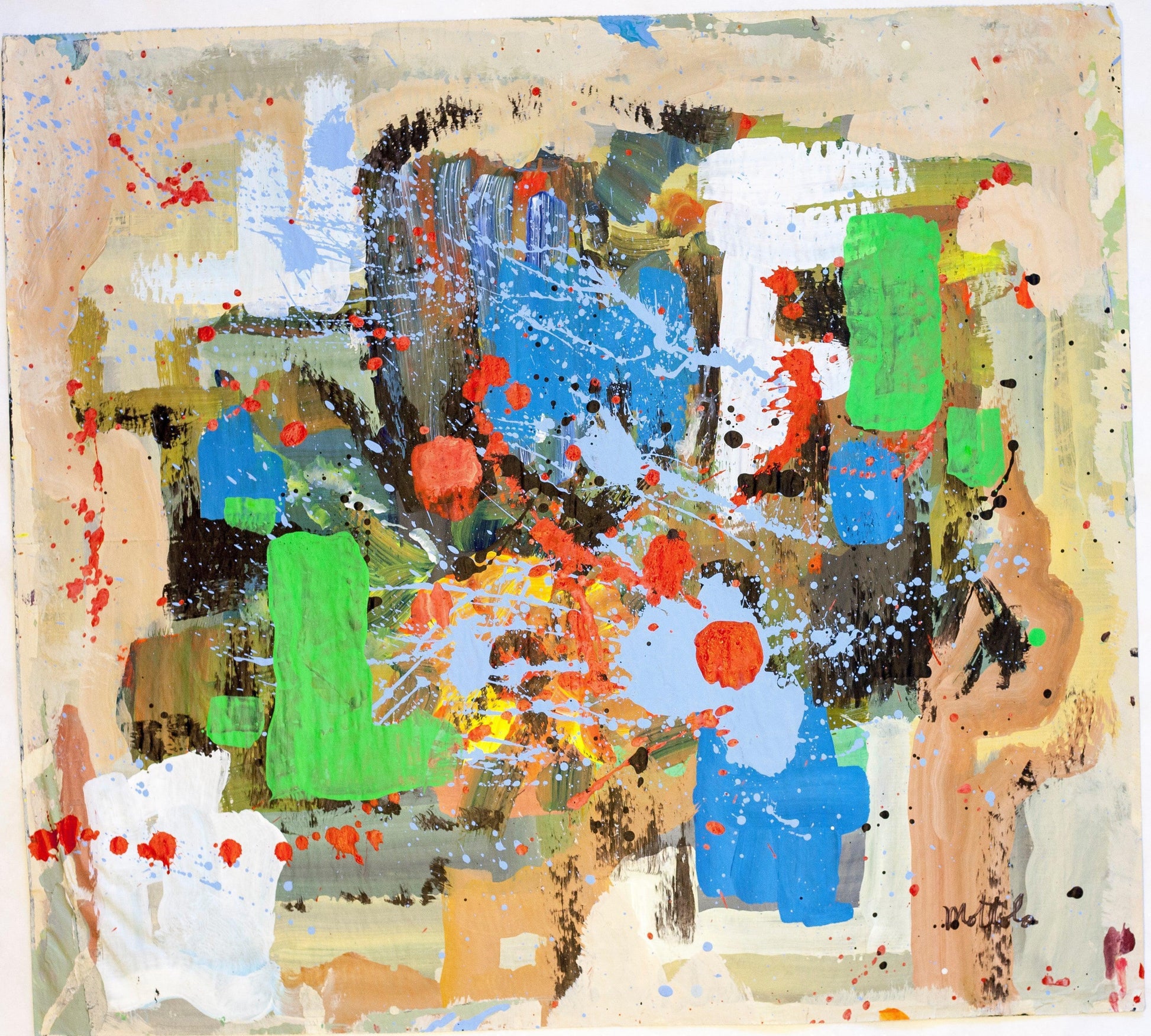 Fil Mottola Abstracts 24 X 24 On Newspaper Signed Valente Private Collection - Filmottola