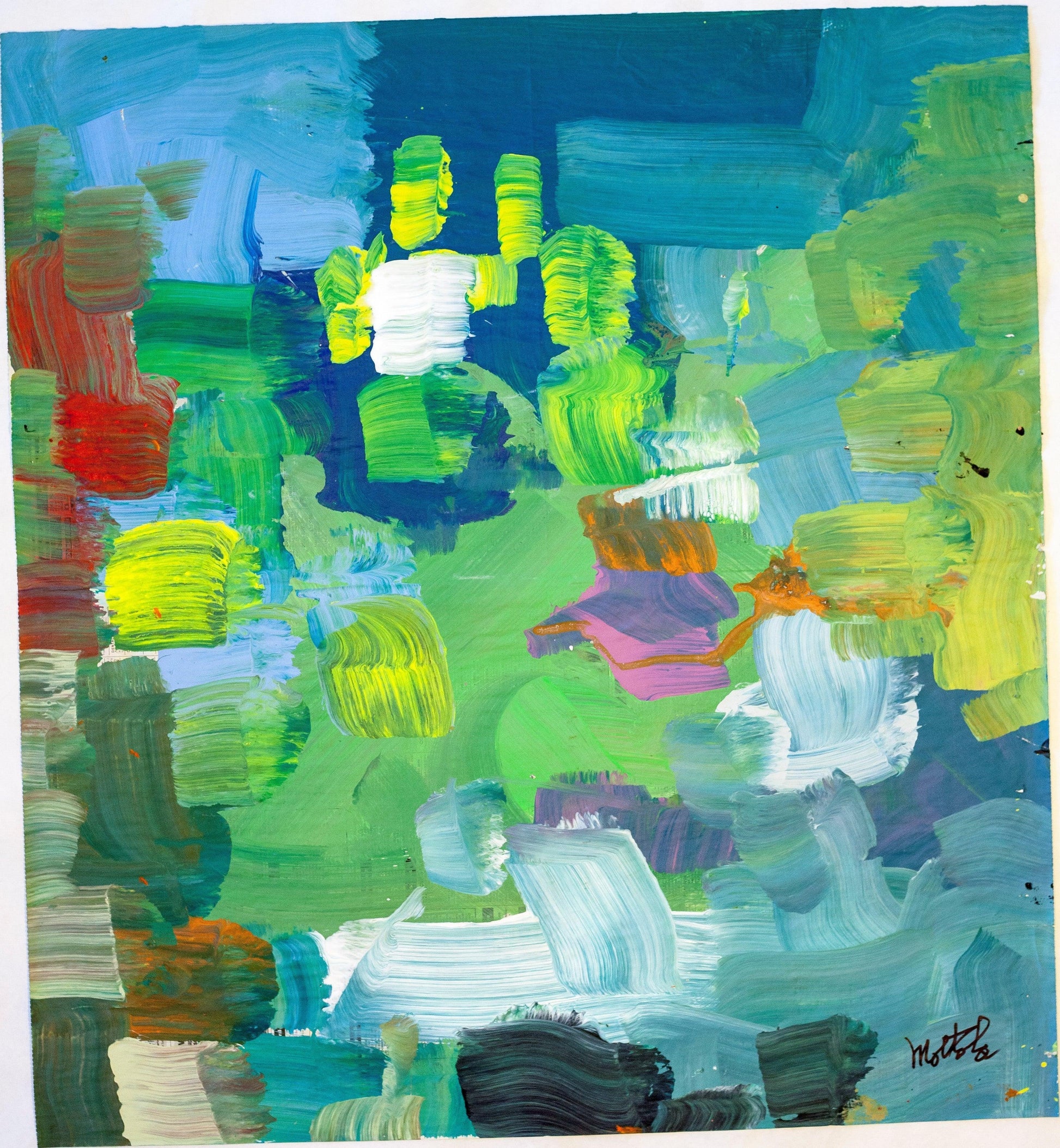 Fil Mottola Abstracts 24 X 24 On Newspaper Signed Valente Private Collection - Filmottola