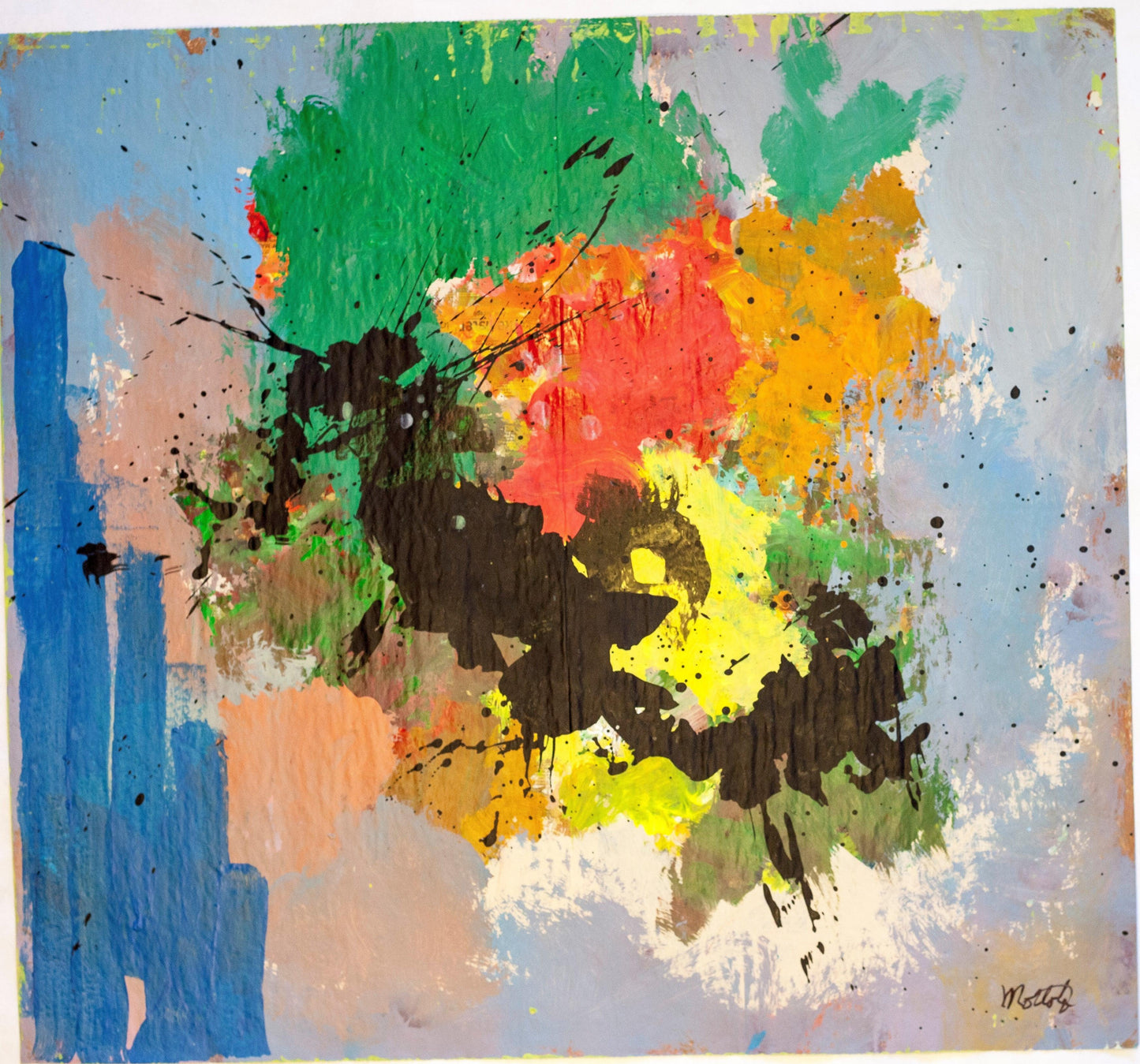 Fil Mottola Abstracts 24 X 24 On Newspaper Signed Valente Private Collection - Filmottola