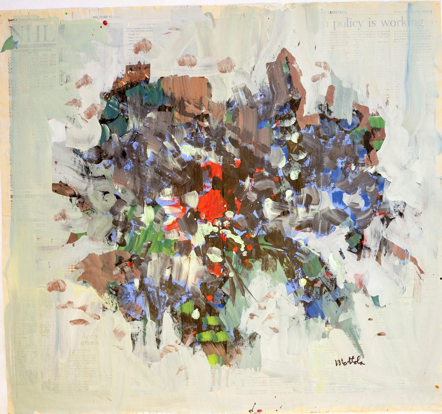 Fil Mottola Abstracts 24 X 24 On Newspaper Signed Valente Private Collection - Filmottola