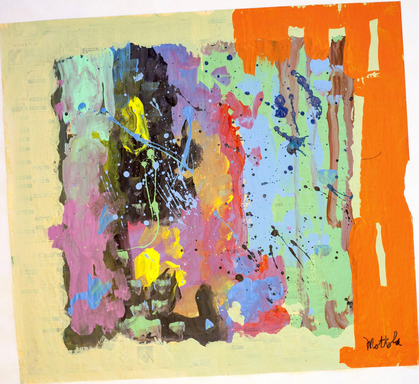 Fil Mottola Abstracts 24 X 24 On Newspaper Signed Valente Private Collection - Filmottola