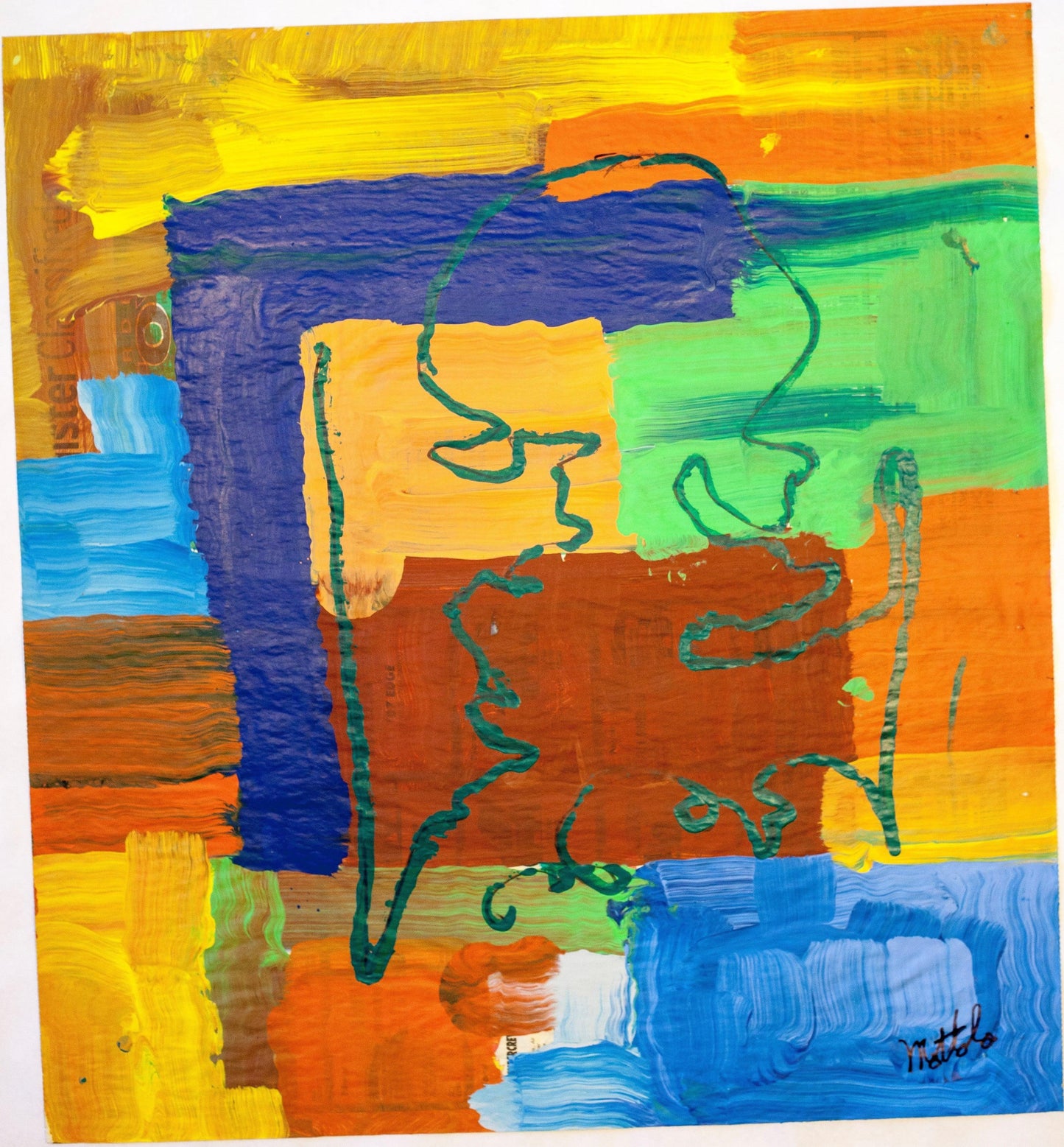 Fil Mottola Abstracts 24 X 24 On Newspaper Signed Valente Private Collection - Filmottola