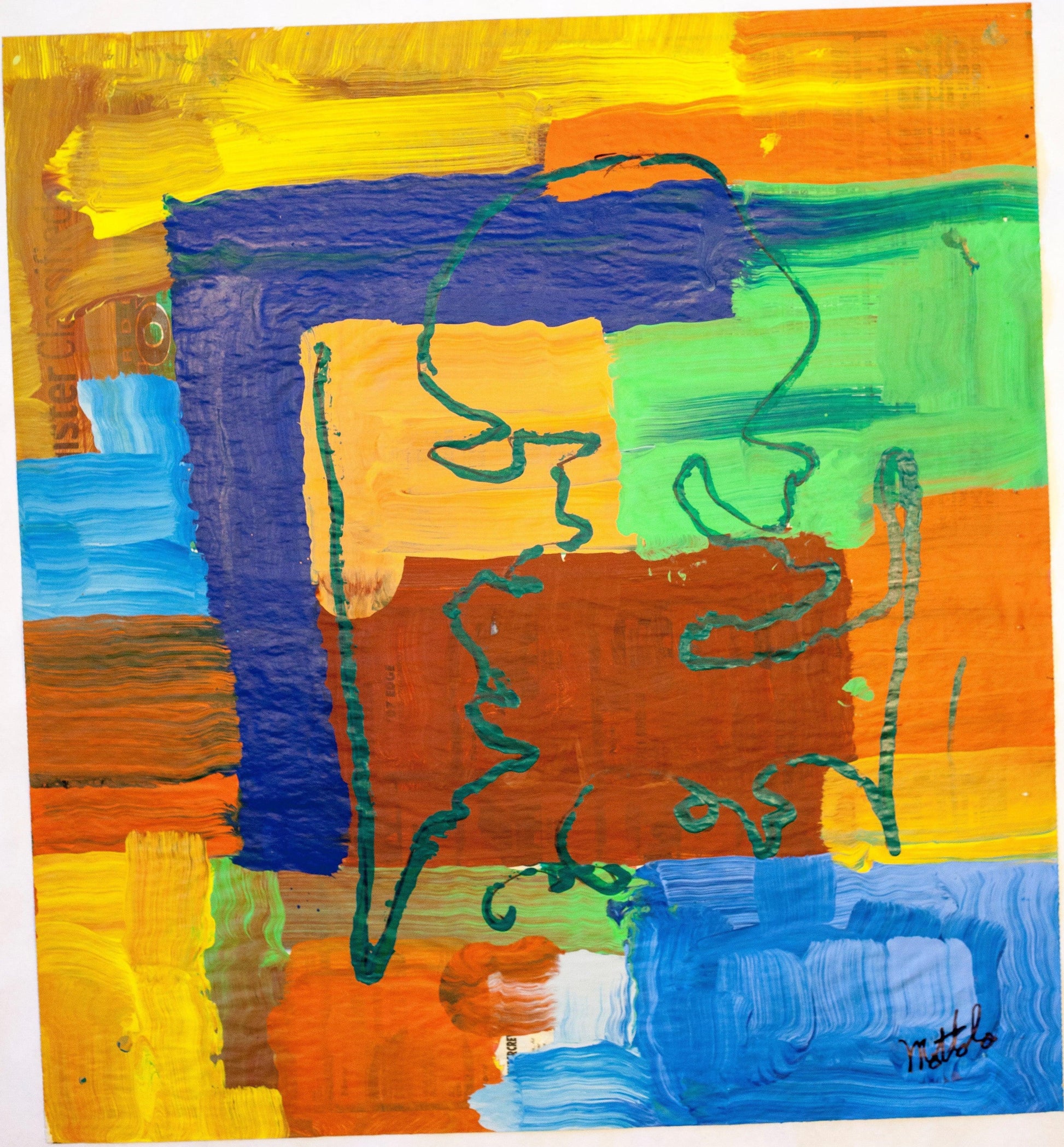 Fil Mottola Abstracts 24 X 24 On Newspaper Signed Valente Private Collection - Filmottola