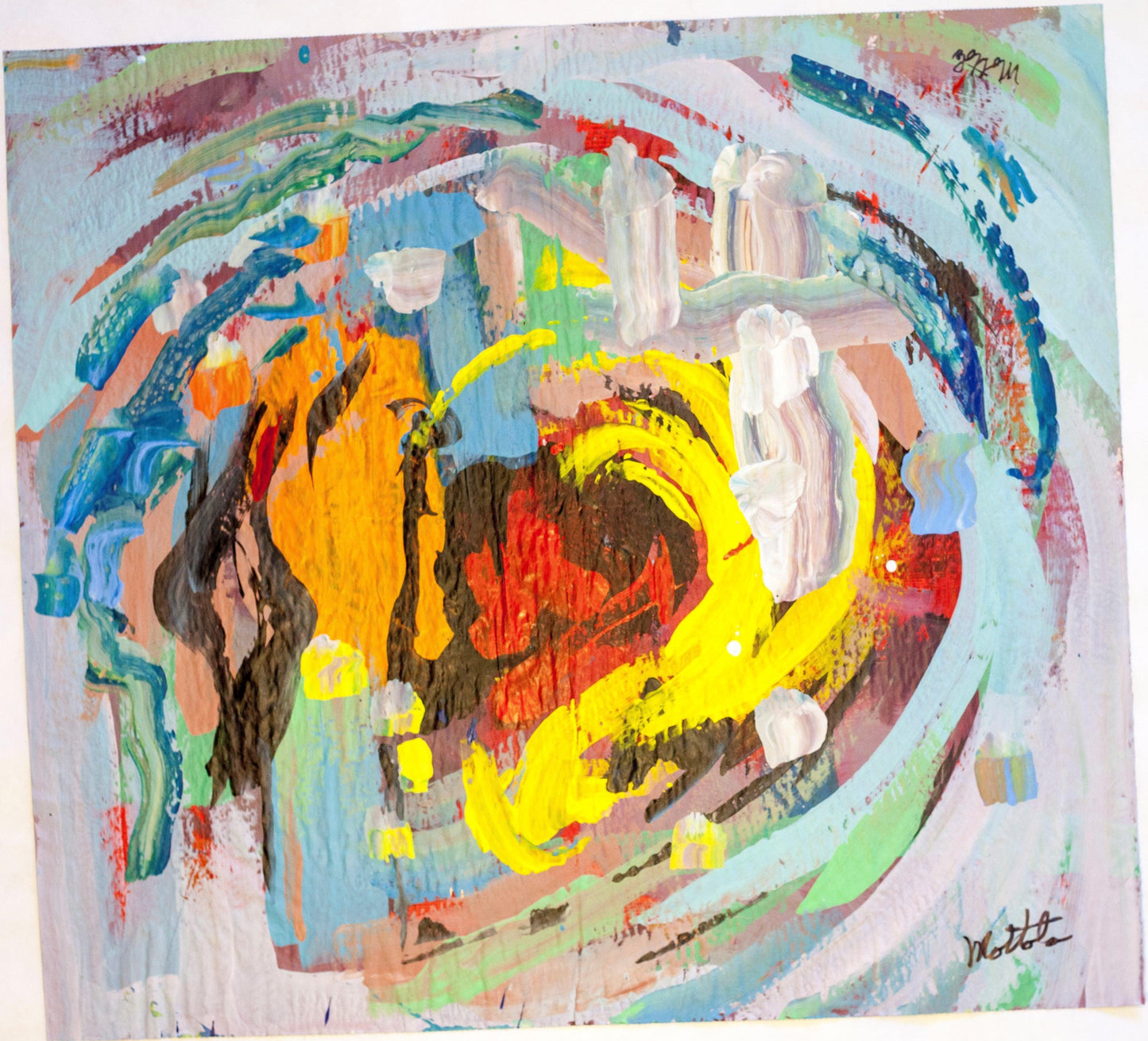 Fil Mottola Abstracts 24 X 24 On Newspaper Signed Valente Private Collection - Filmottola