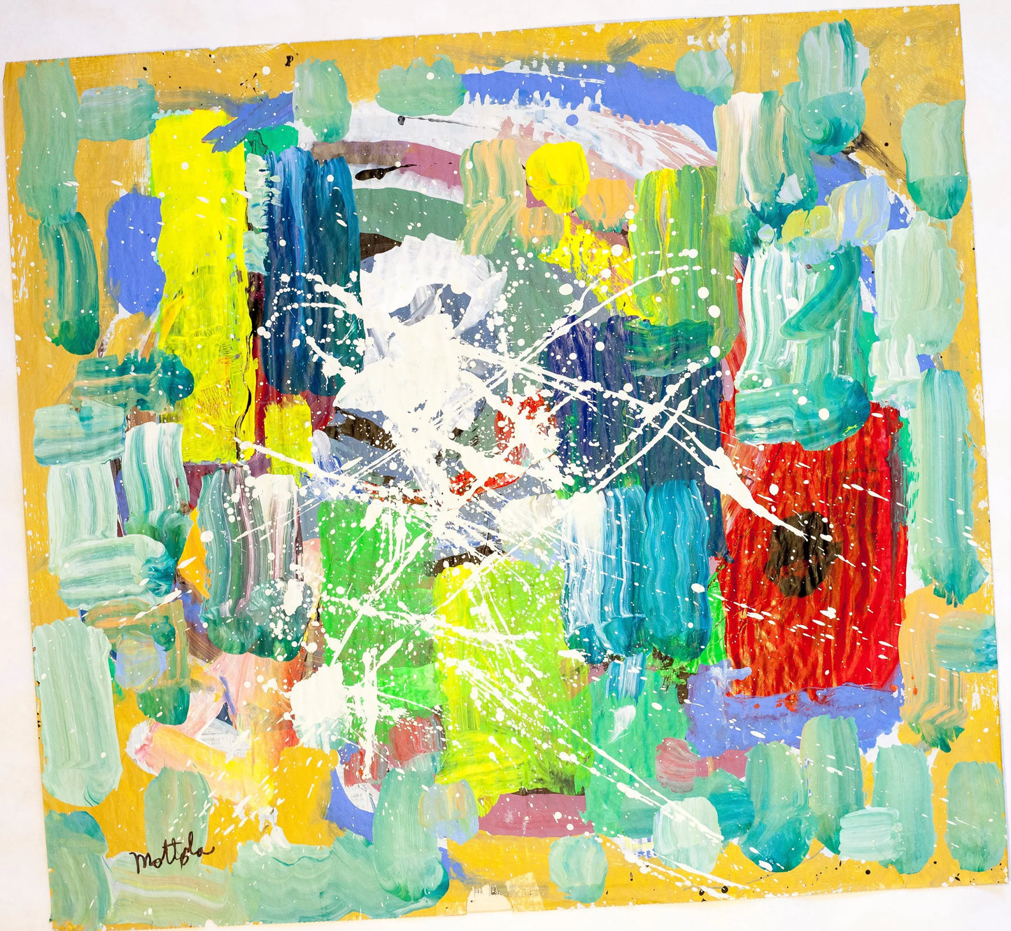 Fil Mottola Abstracts 24 X 24 On Newspaper Signed Valente Private Collection - Filmottola