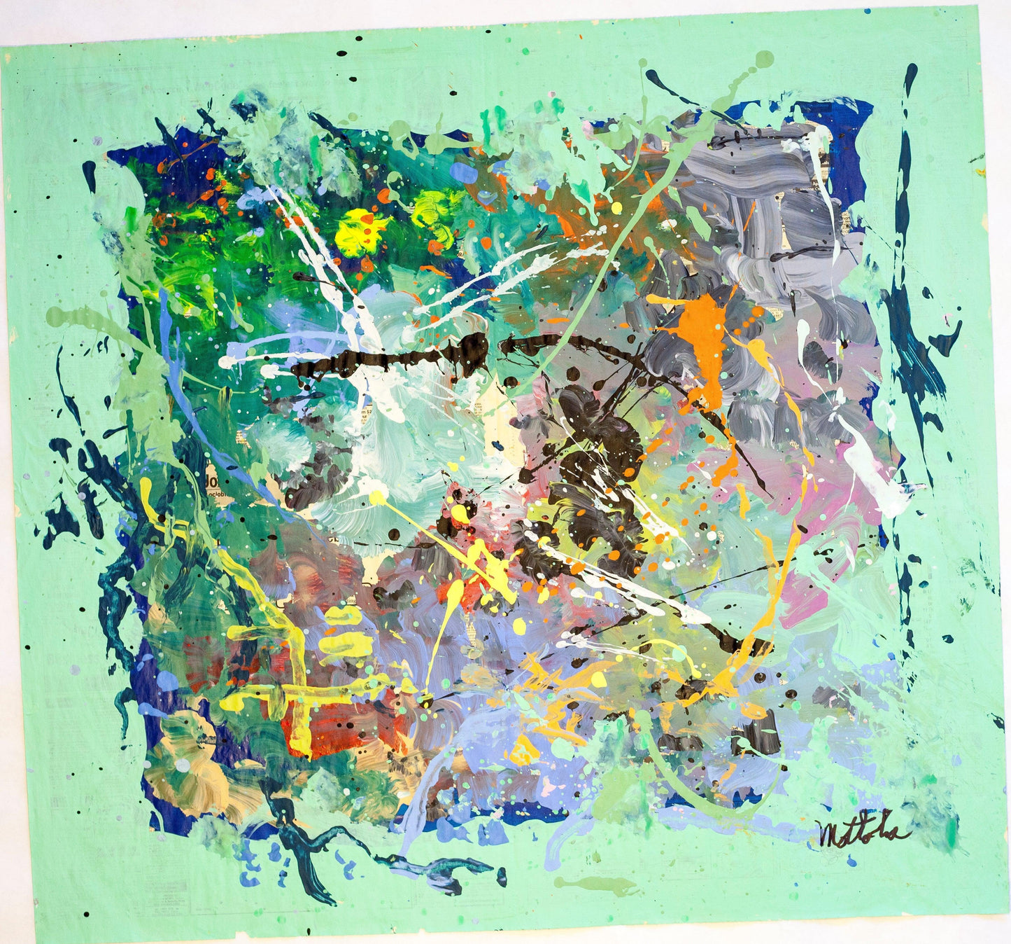 Fil Mottola Abstracts 24 X 24 On Newspaper Signed Valente Private Collection - Filmottola