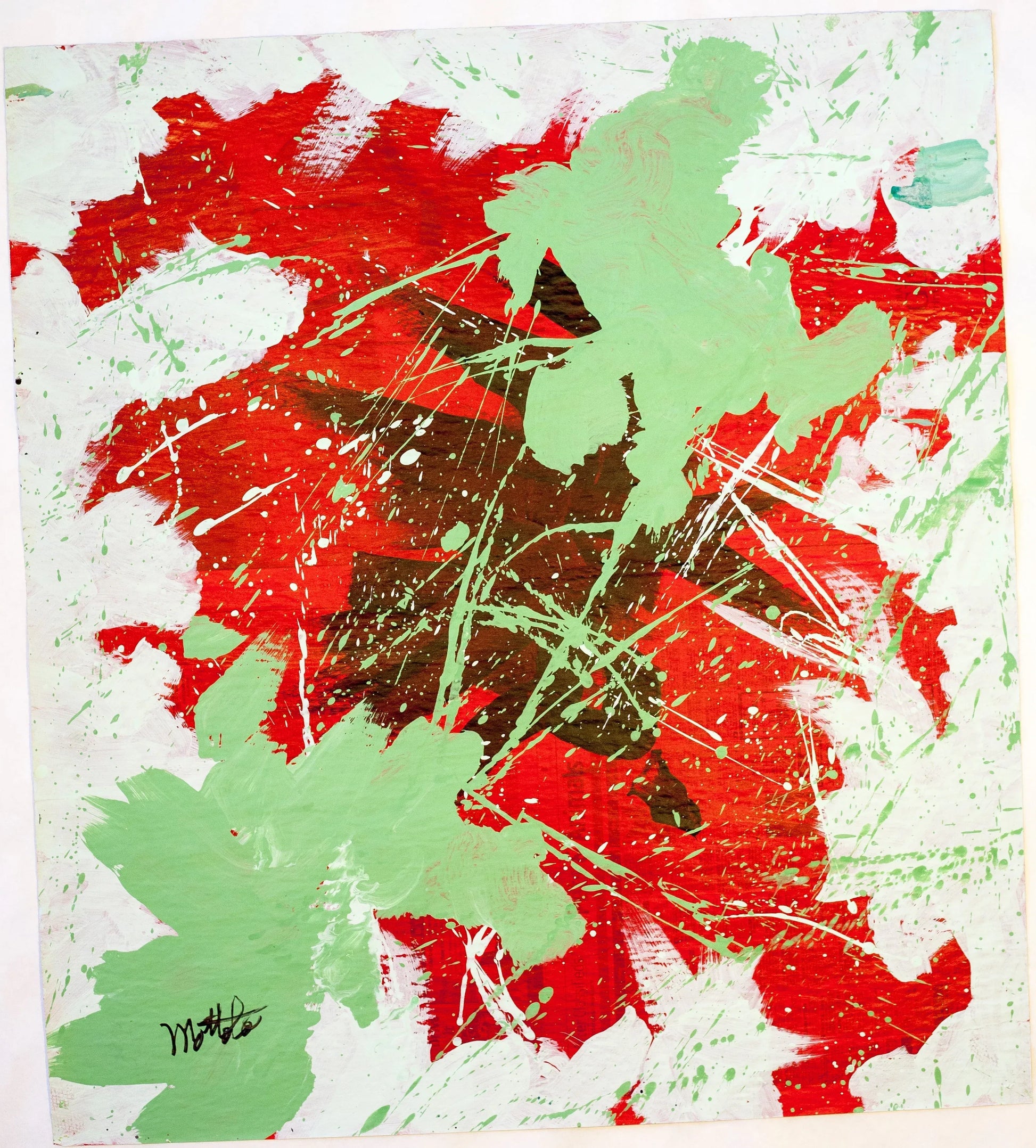 Fil Mottola Abstracts 24 X 24 On Newspaper Signed Valente Private Collection - Filmottola