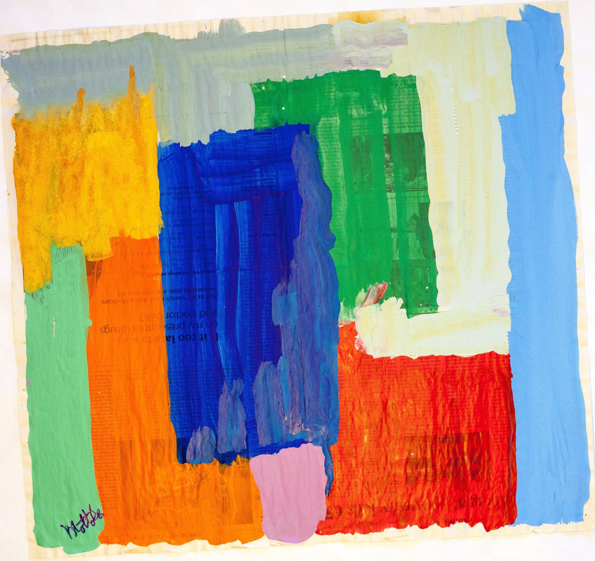 Fil Mottola Abstracts 24 X 24 On Newspaper Signed Valente Private Collection - Filmottola