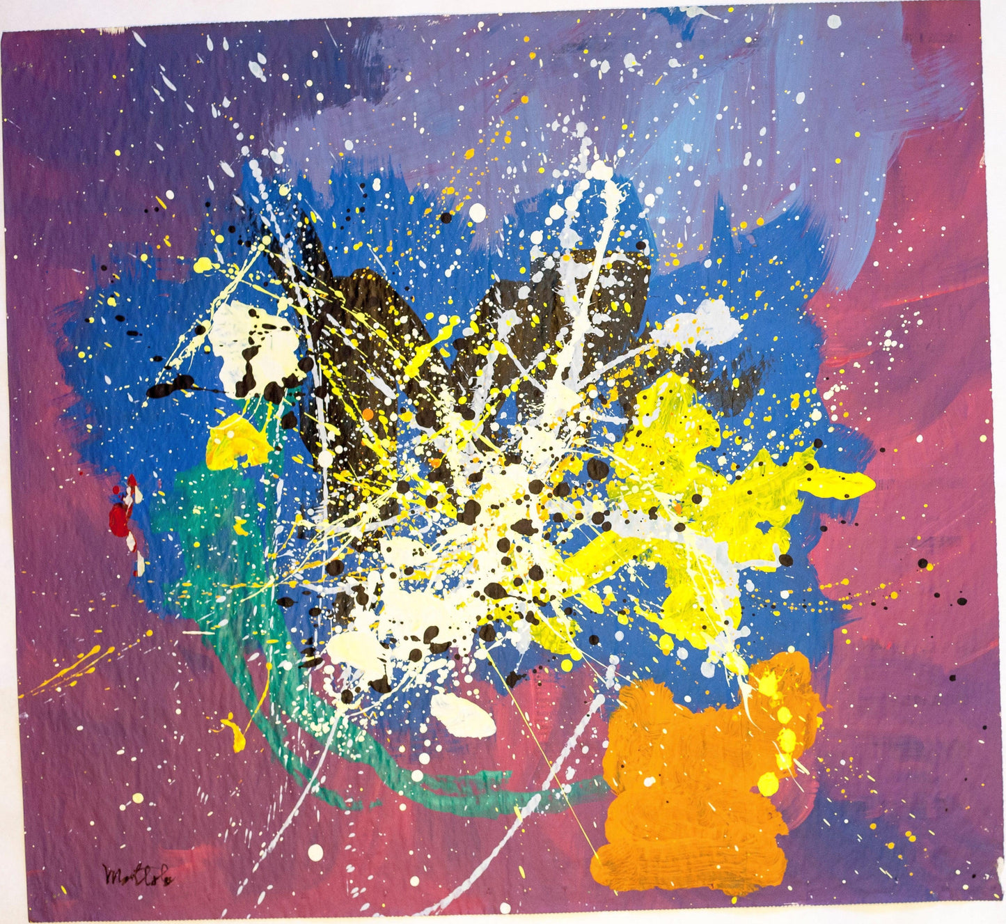 Fil Mottola Abstracts 24 X 24 On Newspaper Signed Valente Private Collection - Filmottola