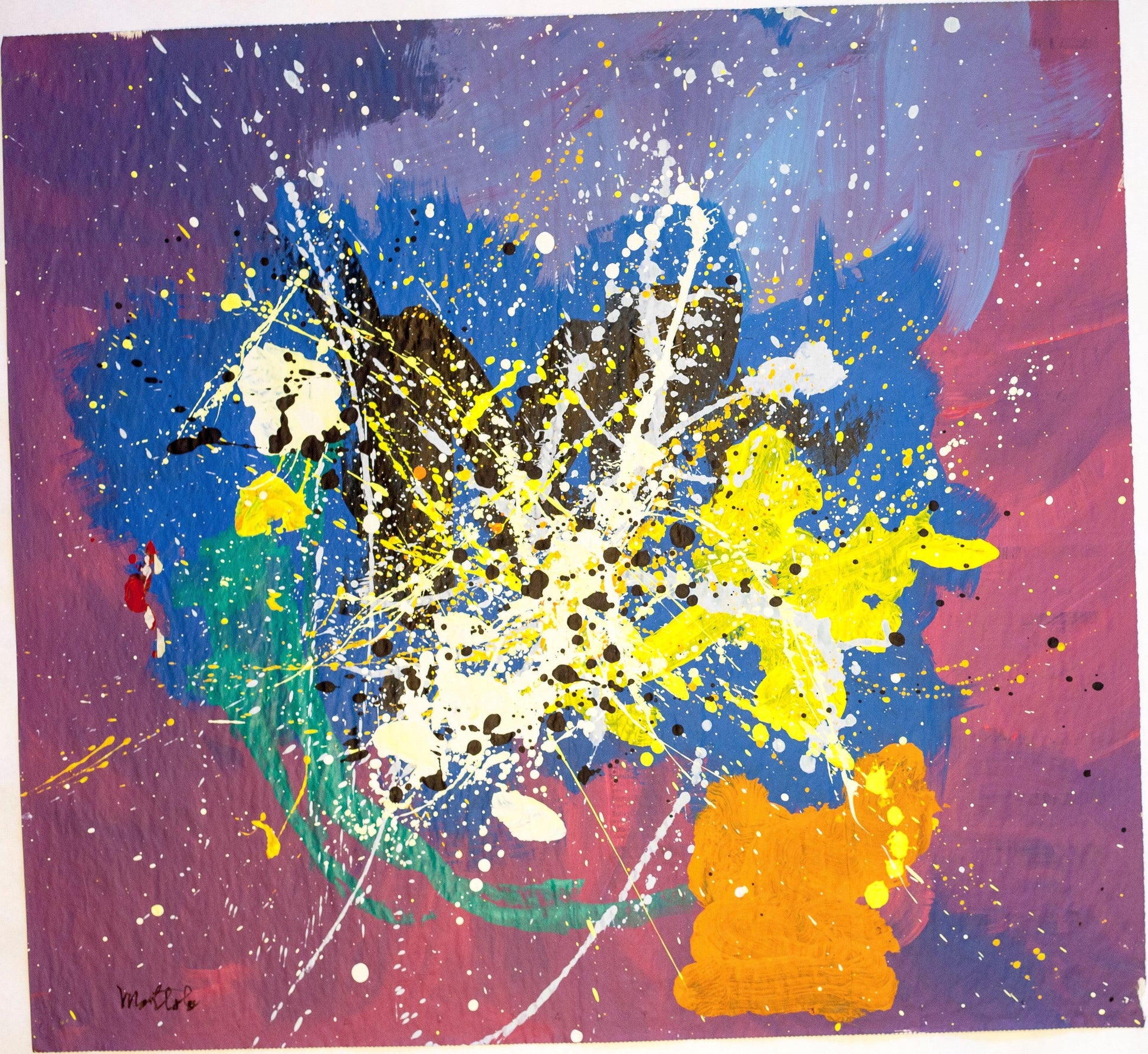 Fil Mottola Abstracts 24 X 24 On Newspaper Signed Valente Private Collection - Filmottola