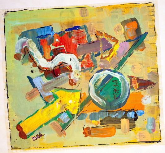 Fil Mottola Abstracts 24 X 24 On Newspaper Signed Valente Private Collection - Filmottola