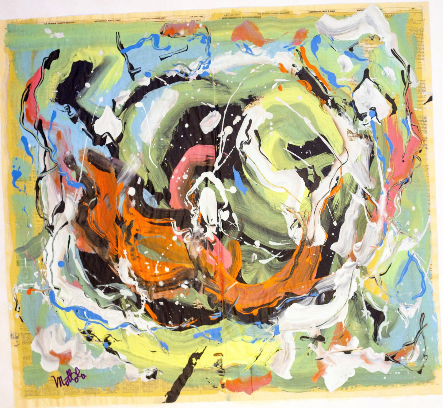 Fil Mottola Abstracts 24 X 24 On Newspaper Signed Valente Private Collection - Filmottola