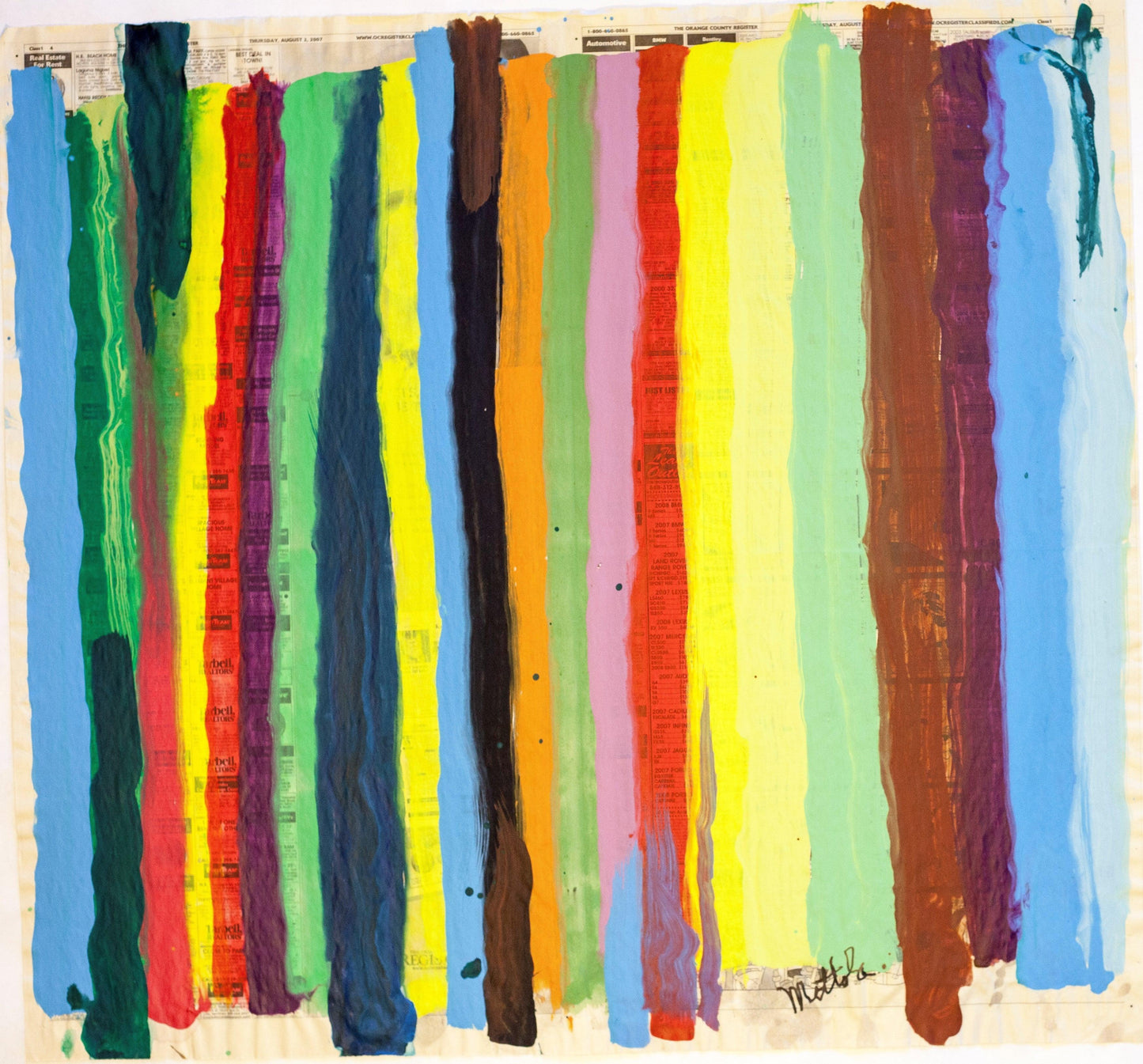 Fil Mottola Abstracts 24 X 24 On Newspaper Signed Valente Private Collection - Filmottola