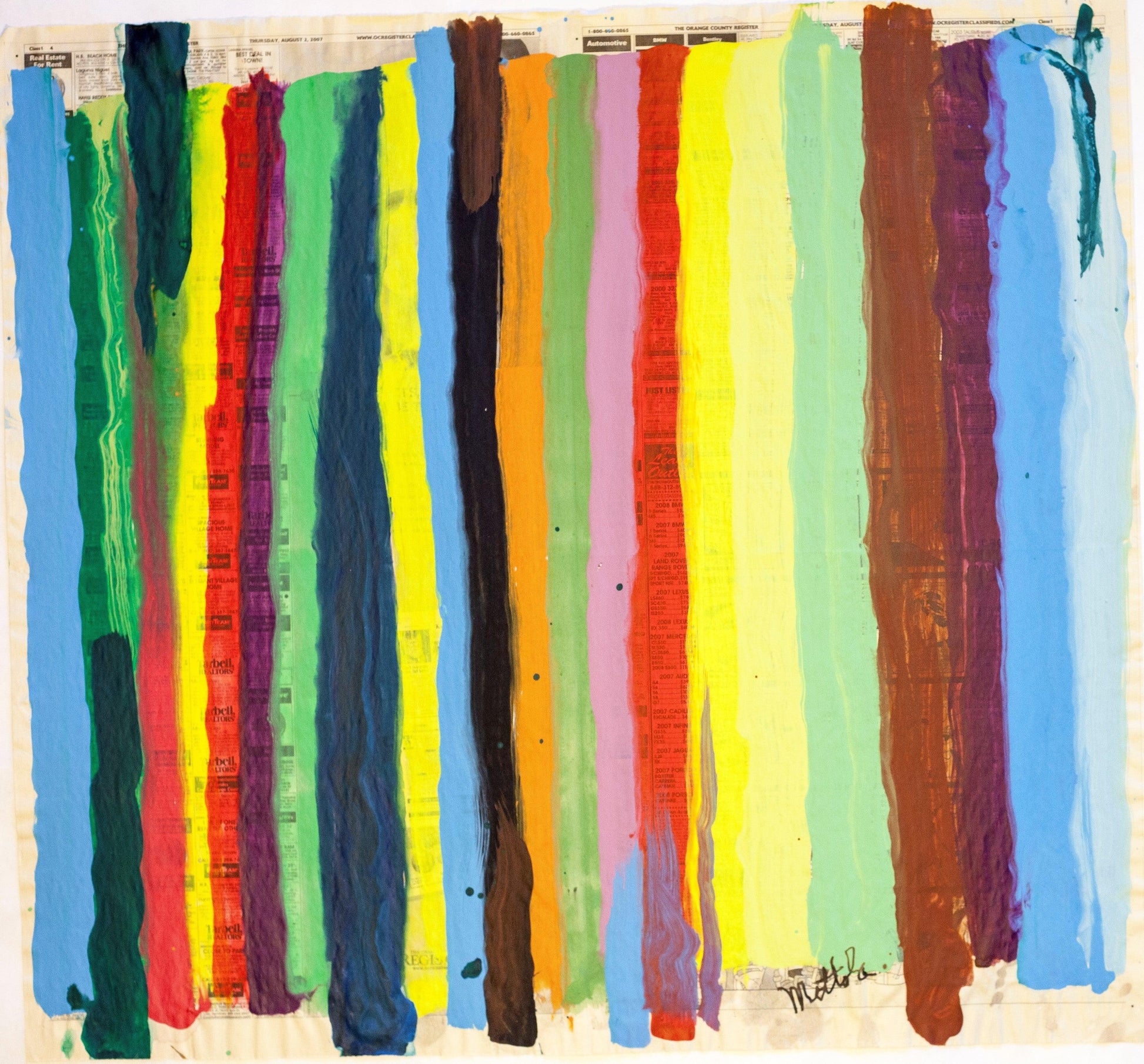 Fil Mottola Abstracts 24 X 24 On Newspaper Signed Valente Private Collection - Filmottola