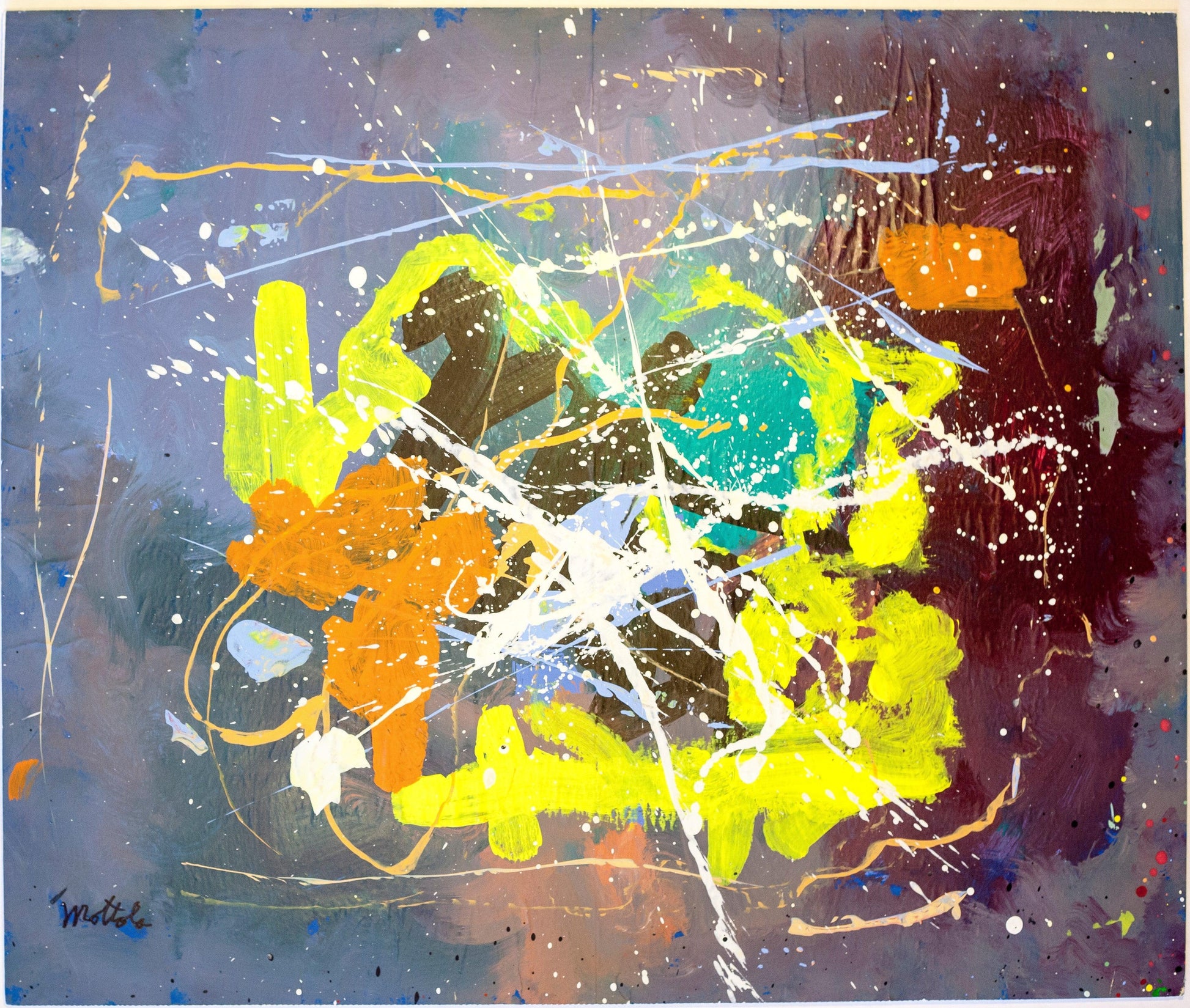 Fil Mottola Abstracts 24 X 24 On Newspaper Signed Valente Private Collection - Filmottola